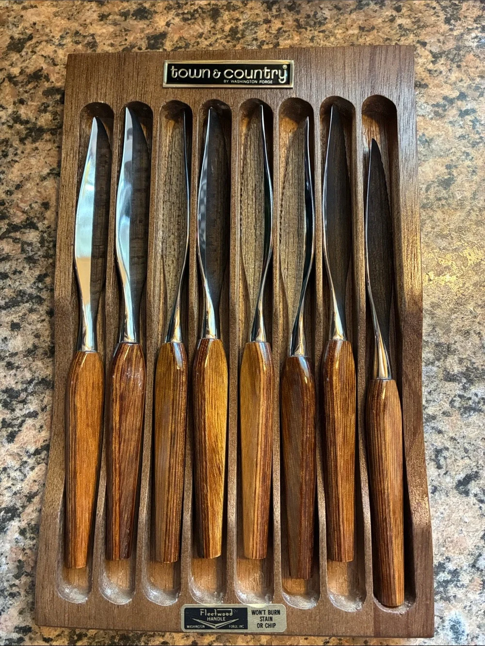 Vintage Town & Country wood handle steak knives